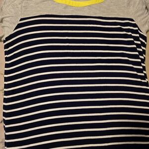 Skies Are Blue Gray Top with Yellow Trim